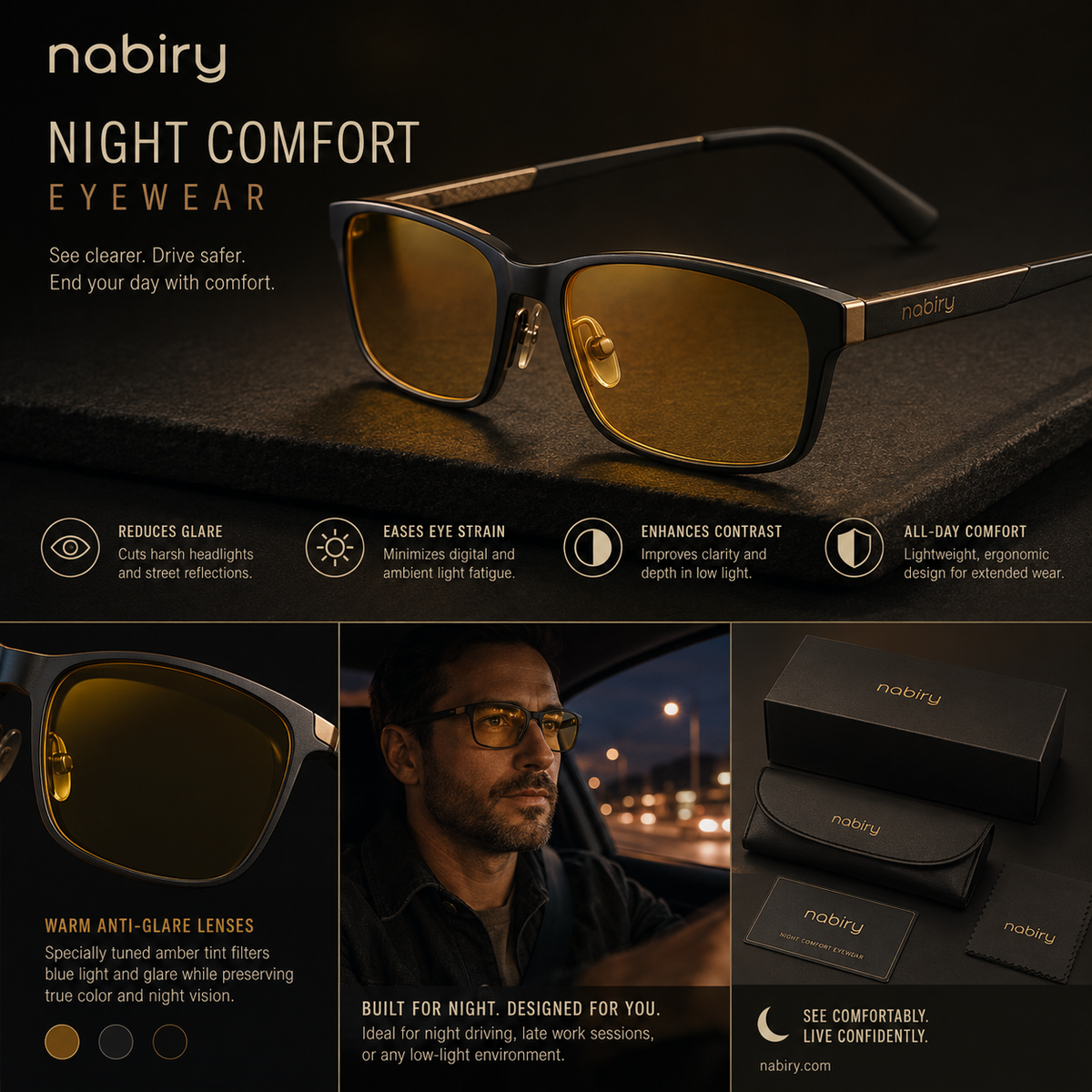 nabiry™ Night Comfort Amber-Lens Eyewear