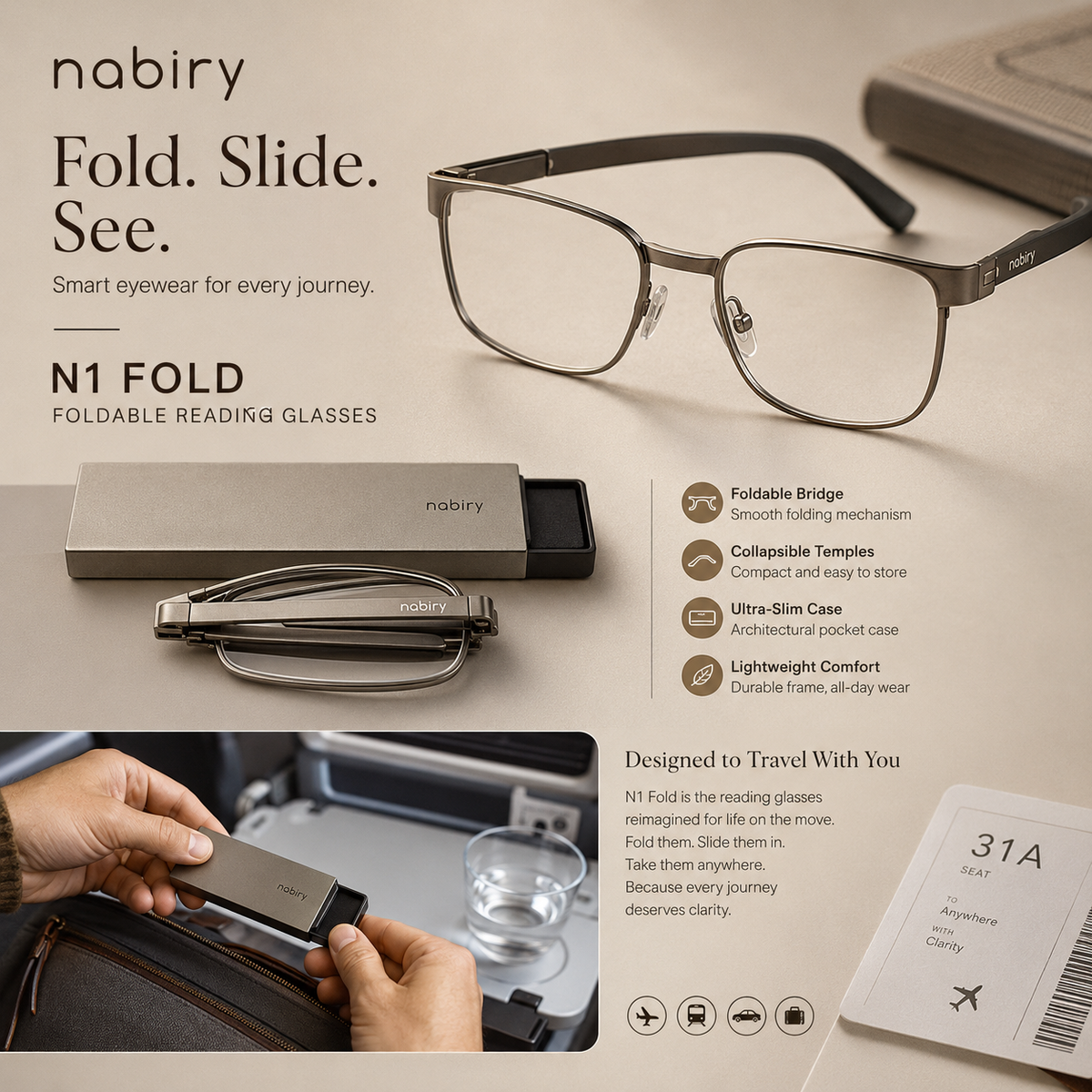 nabiry™ N-1 Fold Compact Folding Glasses