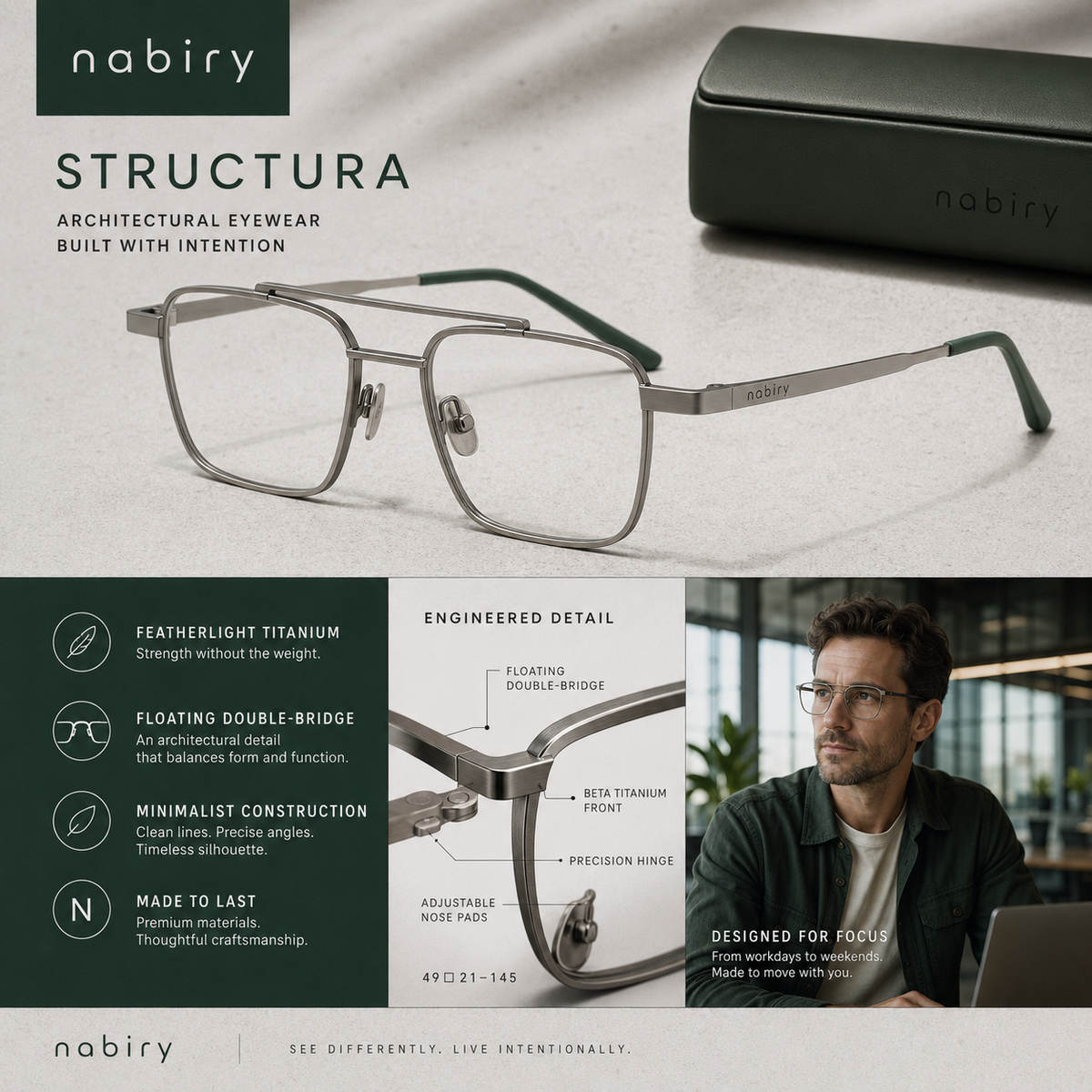 nabiry™ Structura Architectural Rectangle Glasses