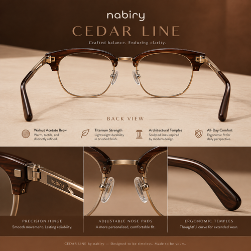 nabiry™ Cedar Line Warm Browline Glasses